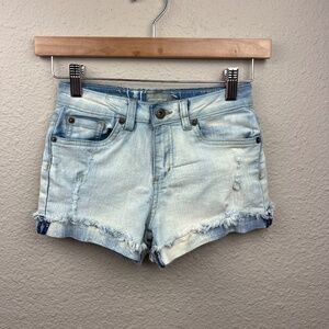 Girl's Lucky Brand Cuffed Raw Hem 2.5" Denim Riley Shorts in Light Wash …
